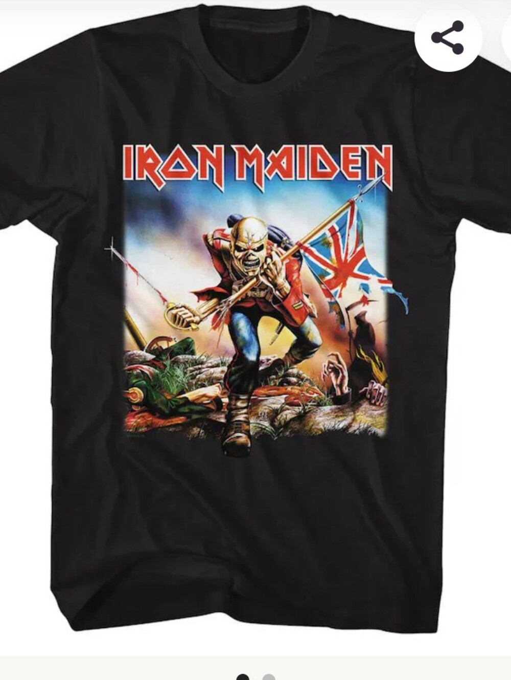 Men’s Black iron maiden 'Trooper' Graphic T‑Shirt band tee medium